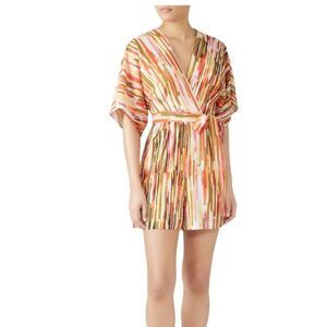 Slate & Willow Women's Striped Elliott Romper Orange Black Green Gold Size XS